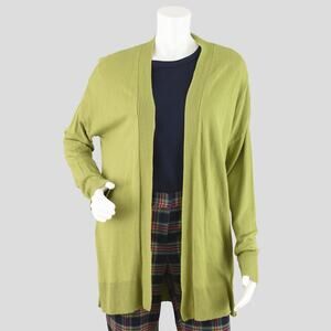 Liz Claiborne Chartreuse Green Cardigan, Long Length, Women's Large